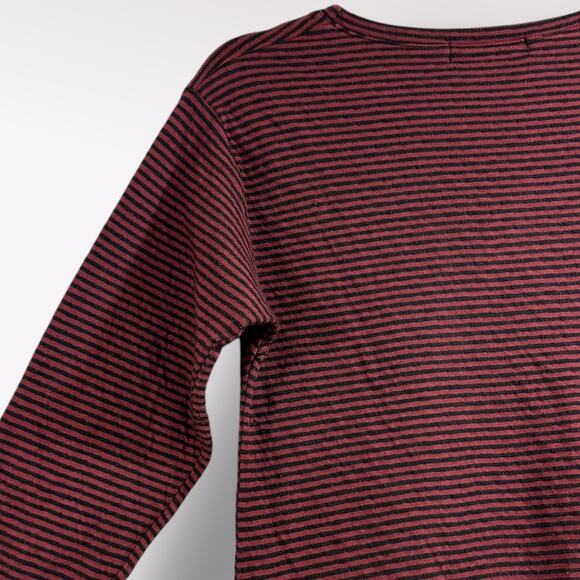 Cut Loose XS Dress 3/4 Sleeve Striped Pockets Shift Maroon Midi Raglan Cozy $129 - Picture 5 of 8